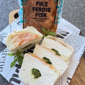 Fiskepudding med gremolata og reker